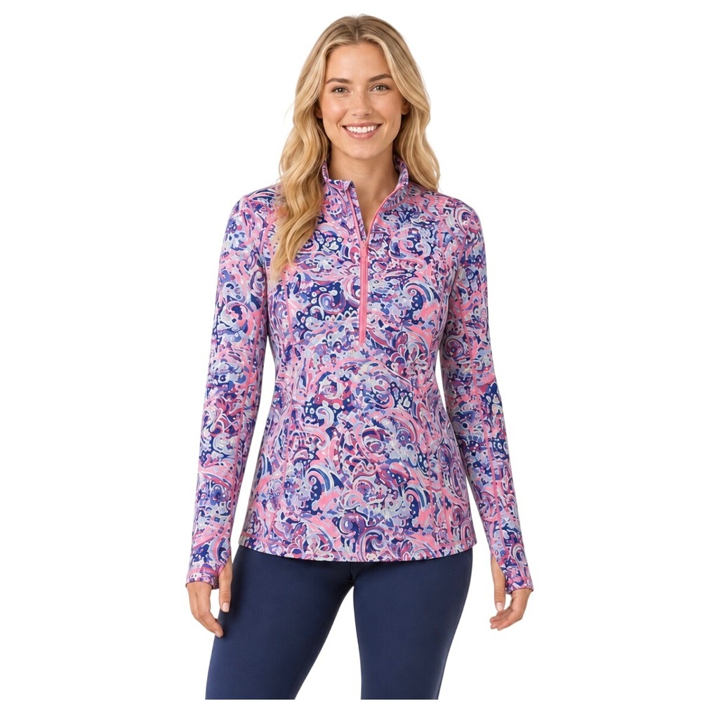 NWT Lilly Pulitzer Luxletic Weekender Half Zip Pullover La Playa Multi XL